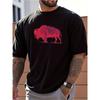 European Sizes Men's Black T-Shirt - Bold Buffalo Graphic Tee, Heavyweight  Regular Fit Shirt for Everyday & Outdoor Wear - Breathable Summer Top
