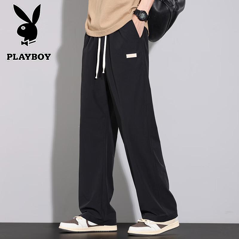 

PLAYBOY Men s Summer Ice Silk Straight-Leg Casual Pants M