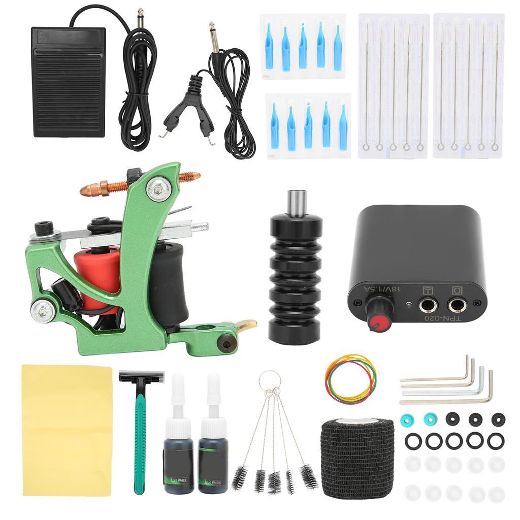 Professional 10 Wrap Coil Machine Kit Tattoo Power Supply for Tattoo Artists Beginners 90‑265VUS