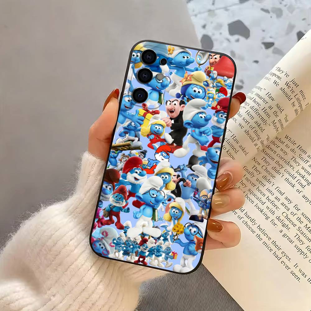 Cartoon T-The S-Smurfs-TS Anime Phone Case For Samsung S25,S24,S21,S22,S23,S30,Ultra,S20,Plus,Fe,Lite,Note,10,Black Cover