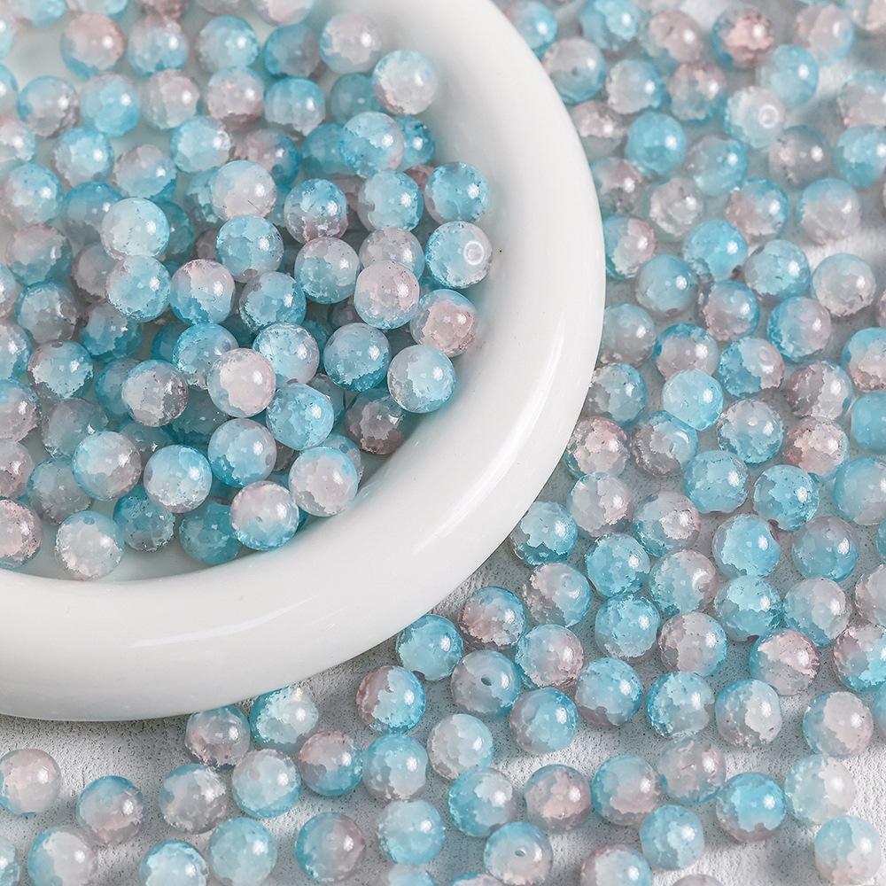 Yori 40pcs 10mm Imitation Crack Glass Beads Round Loose Spacer Beads for Jewelry Making DIY Bracelets Phone Chain Accessories