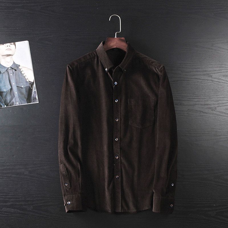 Foreign Trade Long-Sleeved Spring and Autumn Retro Label-Cutting Shirt
