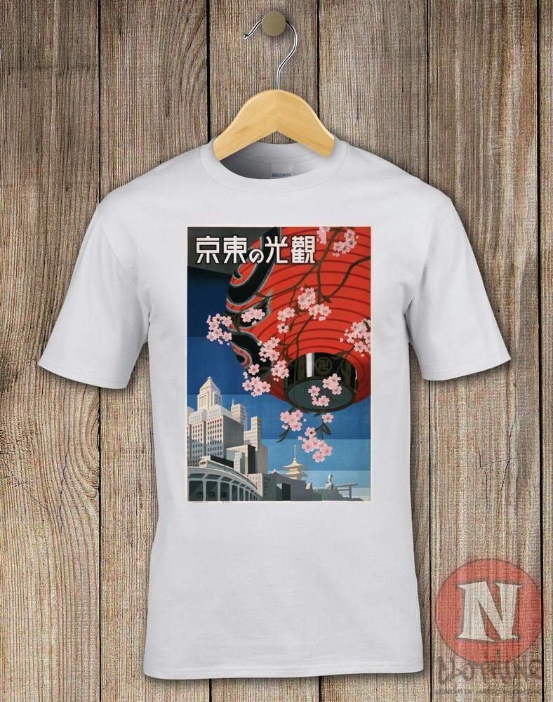 Japanese Travel Poster T-shirt Aesthetics Japanese Cherry Blossoms 1930s Art