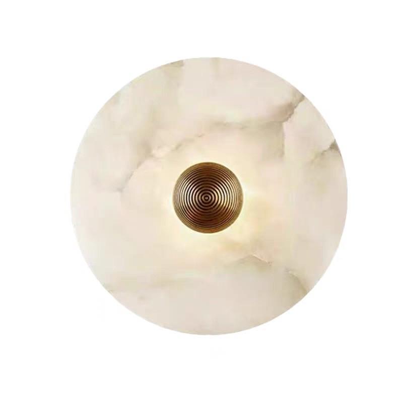 Nordic Luxury Round Natural Marble Wall Lamp for Bedroom and Living Room