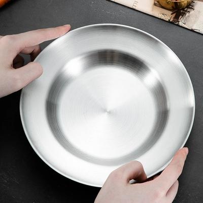 1PC Stainless Steel Plate 8in Ultra-Portable Dinnerware Metal Dinner Plates for Kids Toddlers Grate for Outdoor Camping Picnic