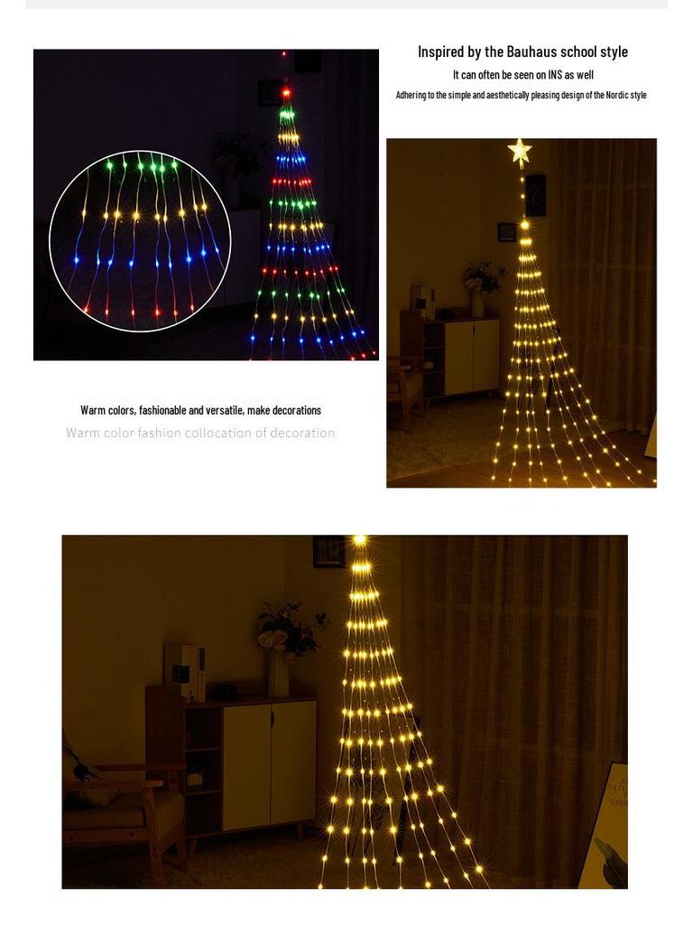 LED Star Waterfall Lights Outdoor Christmas Courtyard Decoration