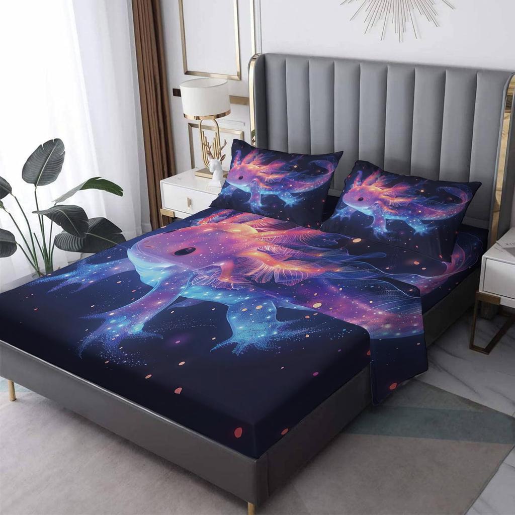 Starry Sky Swing Bear Pattern Mattress Four-Piece Bedding Set Bedroom Dormitory Bedding Decoration