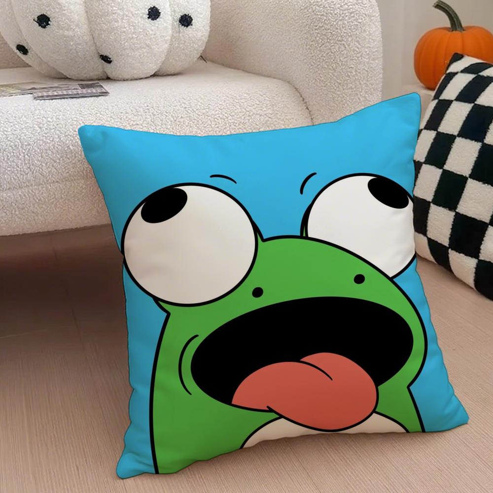 cute frog Cushion Cover Throw Pillow Cover Hidden Button Durable Polyester Chair Cushion