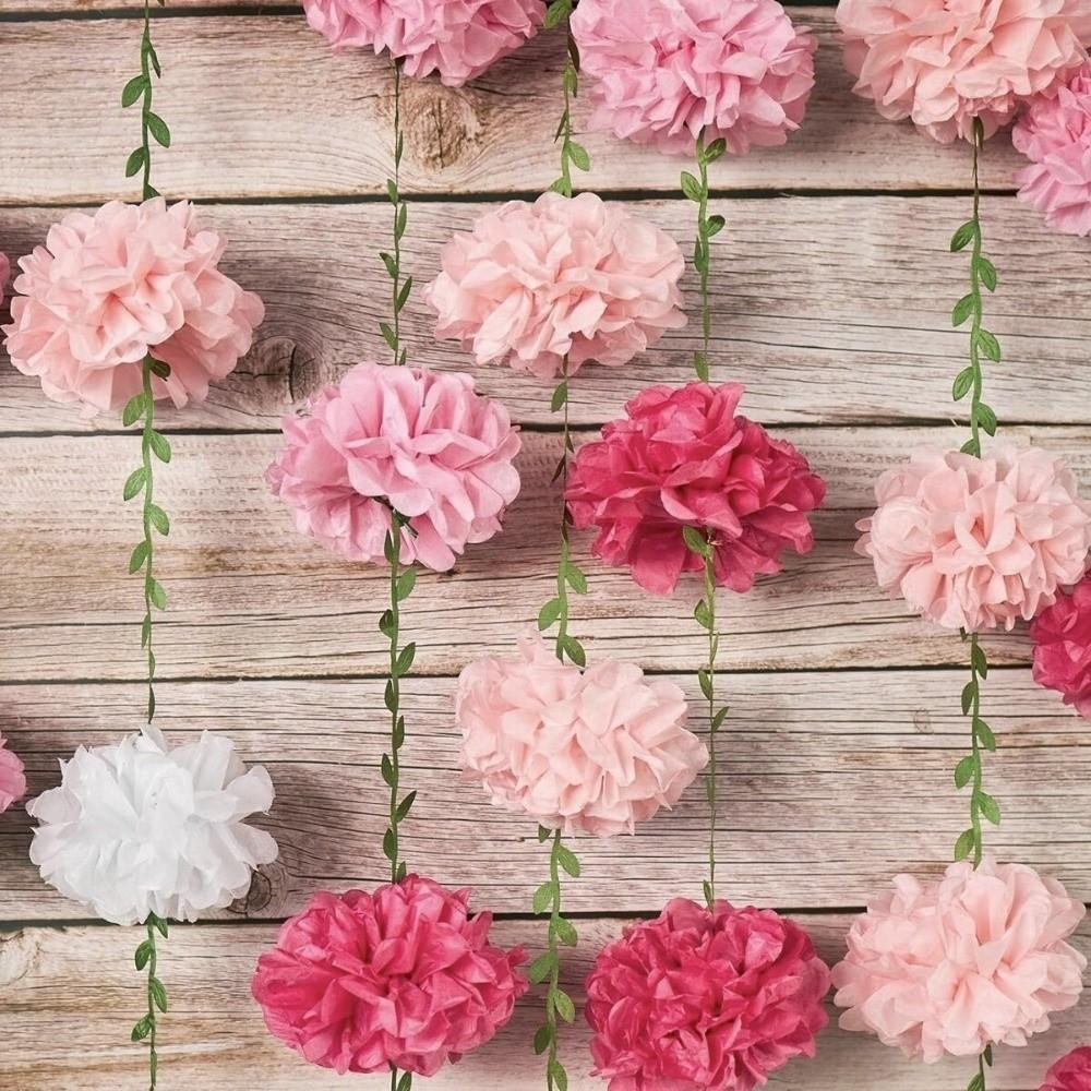 Tissue Paper Hanging Artificial Flowers 2.5m Artificial Flowers Garland Birthday Party Decorations