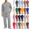 Men's Long Sleeve Pajama Set with Button Fly and Elastic Drawstring Waist for Sleep and