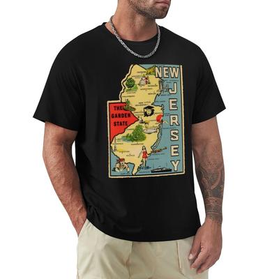 Vintage New Jersey Map TShirt Short Sleeve Tee Hippie Clothes Boys Animal Print Rapper Graphic Tees Mens Clothing