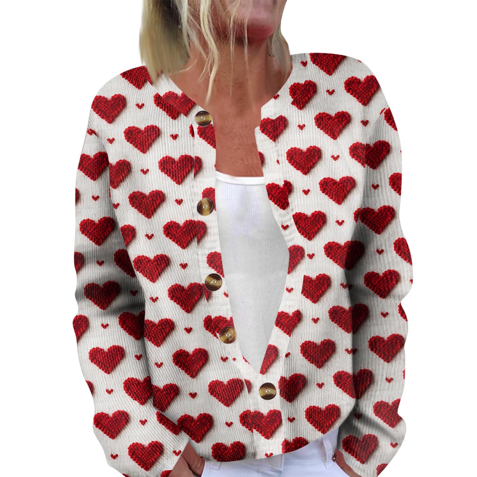 

Модный женский кардиган с длинными рукавами и принтом ко Дню святого Валентина XL арбуз красный