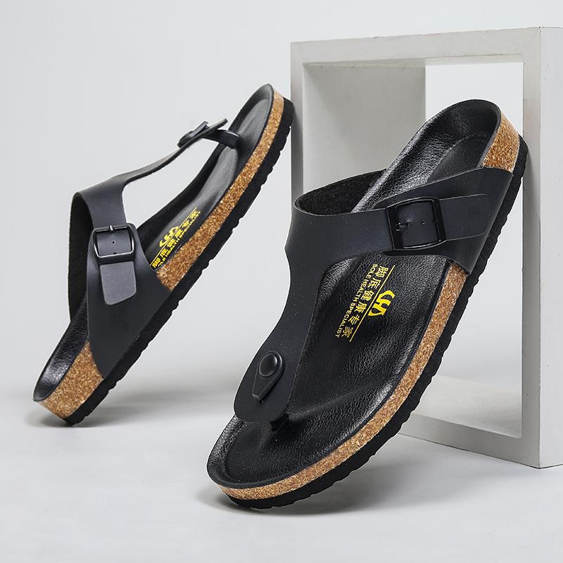 Fashion Mens Summer Sandals Casual Leather Beach Slippers Outdoor Male Flip Flops Breathable Half Drag Lightweight Lazy Shoes New Slides