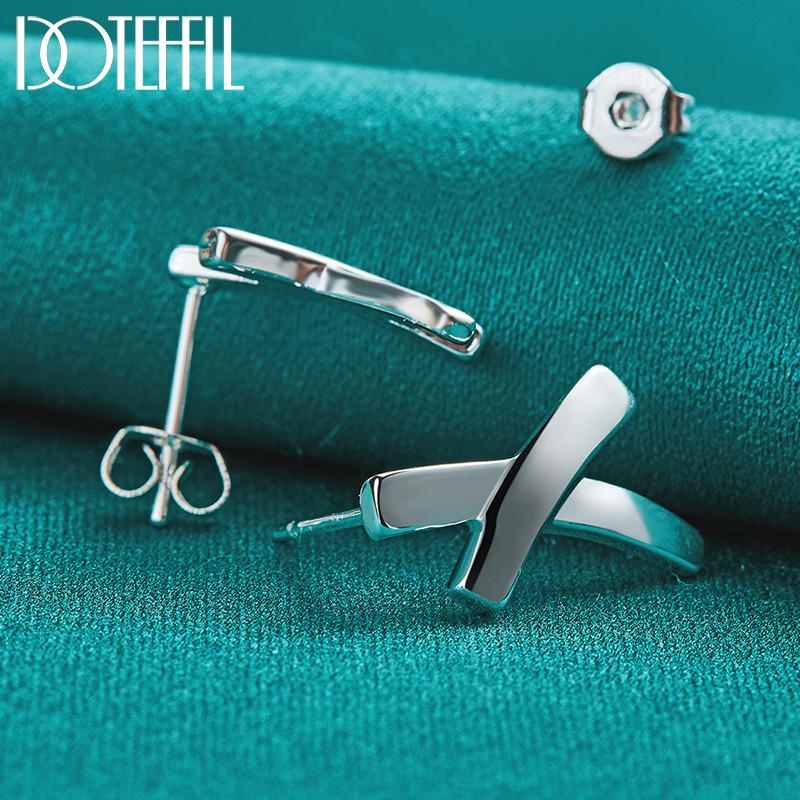 925 Sterling Silver Geometric Earrings Party Fashion Wedding Jewelry