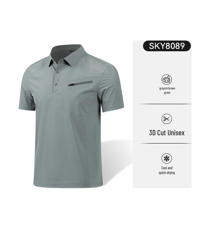 Cool Quick-dry Unisex Outdoor Workwear Polo Shirt, Short Sleeve Lapel T-shirt 3XL