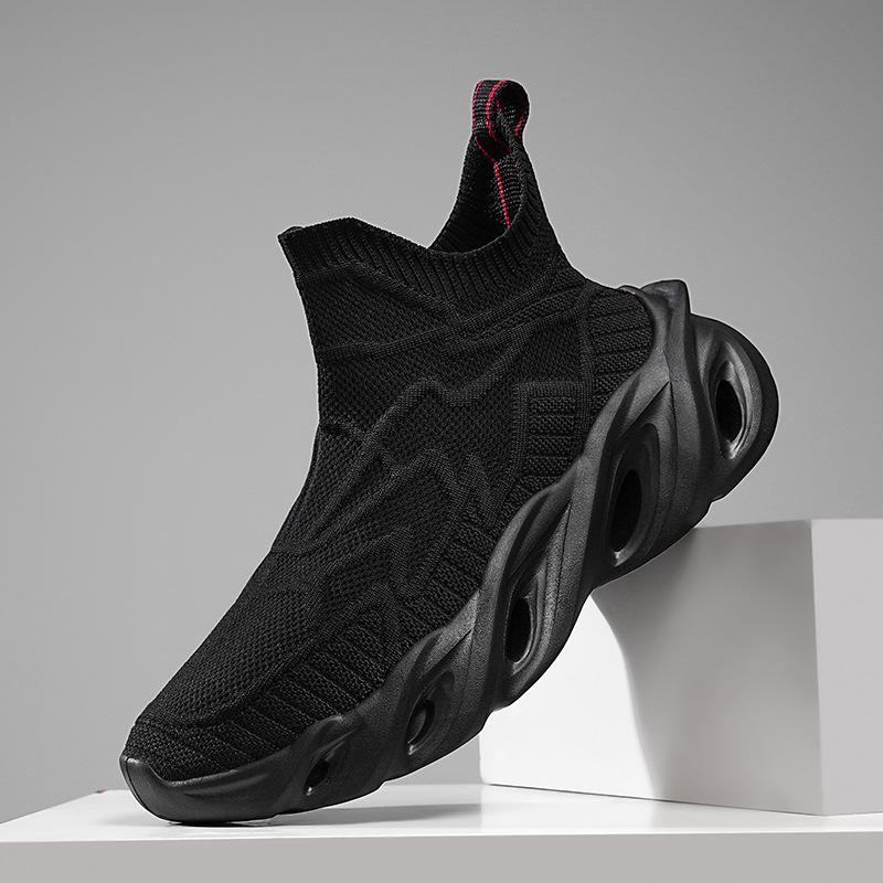 

Большие размеры высокие спортивные повседневные кроссовки с сетчатым лезвием и плетением из ткани осень новая мода легкие кроссовки тренд 36 чёрный