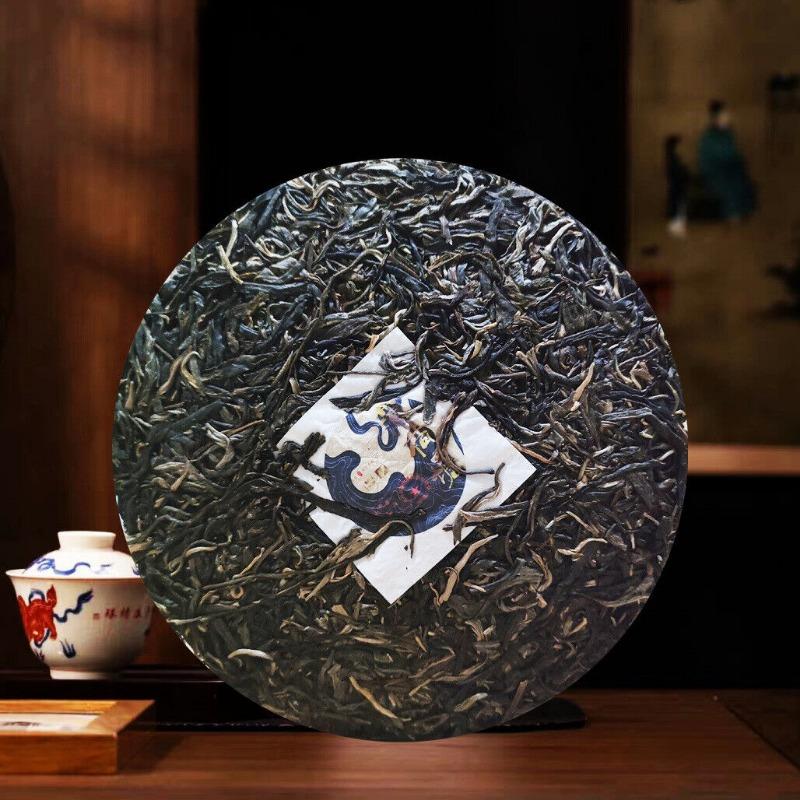 Thé Puerh d'étang à la menthe, arbre ancien sauvage, thé brut fabriqué à la main en pierre, 357g
