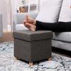 Upholstered Quilted Pouf with Storage Capacity 33L Wooden Legs