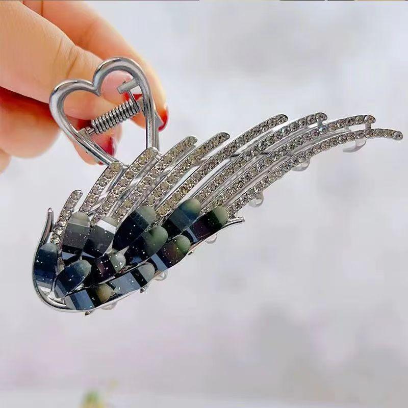 

Элегантный Большой Зажим для Волос Ангельское Крыло Стразы Блестящий Зажим для Волос Женщины Девушки Ежедневные Уличные Украшения Сплав Аксессуары для Волос