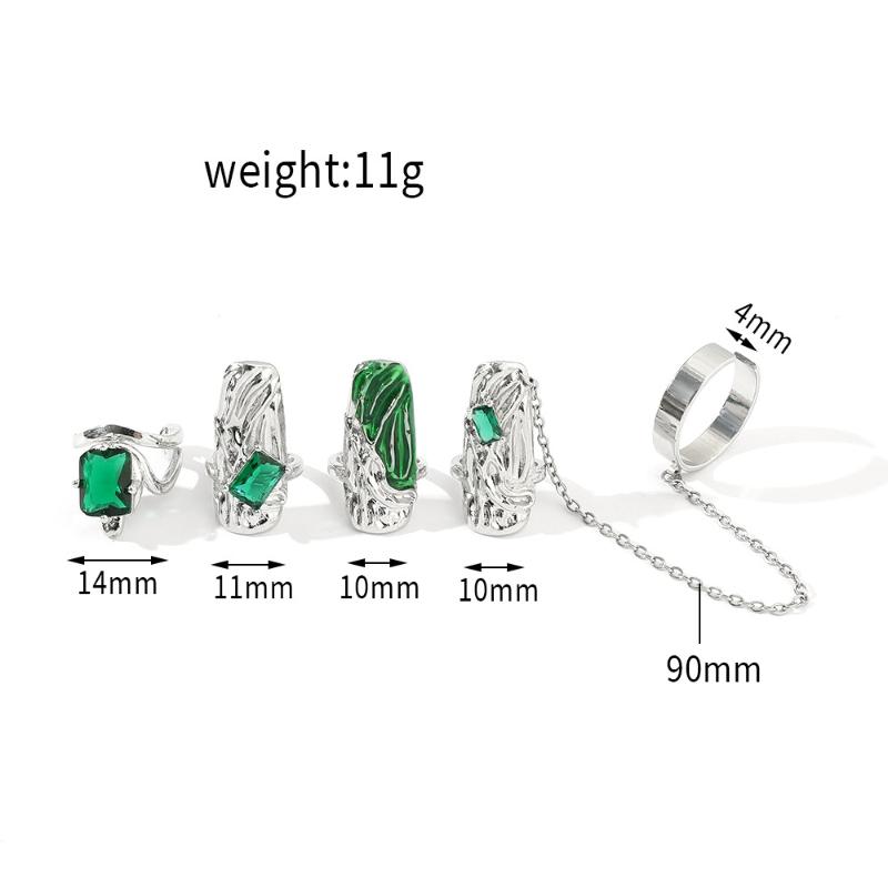 4/5Pcs Fingertip Ring Irregular Metal Silver Color Finger Ring Set Women Alloy Finger Cot Chain Nail Ring Party Jewelry