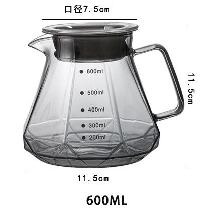 YWDL 400/600ml Coffee Sharing Pot with Dripper High Borosilicate Glass Coffee Pot Hand Drip Sharing Pot Filter Funnel Portable