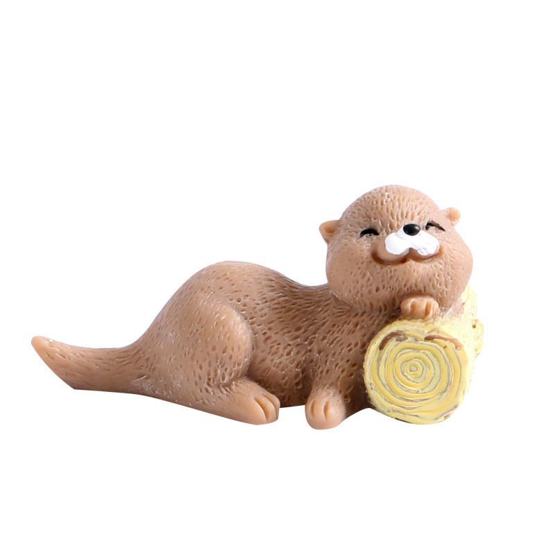 Cute Resin Otter Keychain Artistic Cartoon Miniature Ornament Diy Accessory