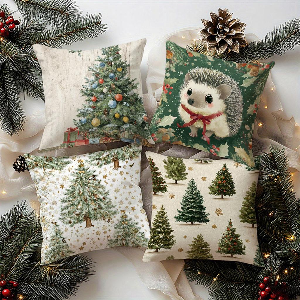 Weihnachtsbaum & Igel KissenbezügeGeeignet für Sofa Auto Schlafzimmer dekorativer Kissenbezug Kissenbezug