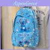 Stitch Cartoon School Backpack With Nylon Material And Antiload Burden For Middle School Students