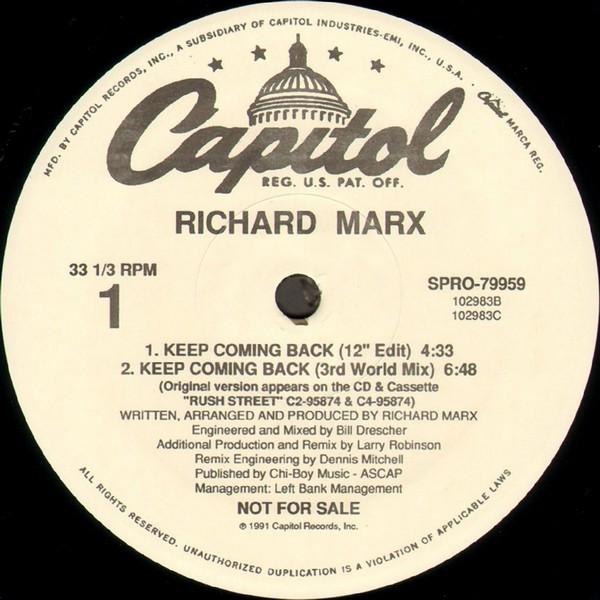 

12inch Record RICHARD MARX Keep Coming Back SPRO79959PROMO Capitol Records 1991 US Pop Used