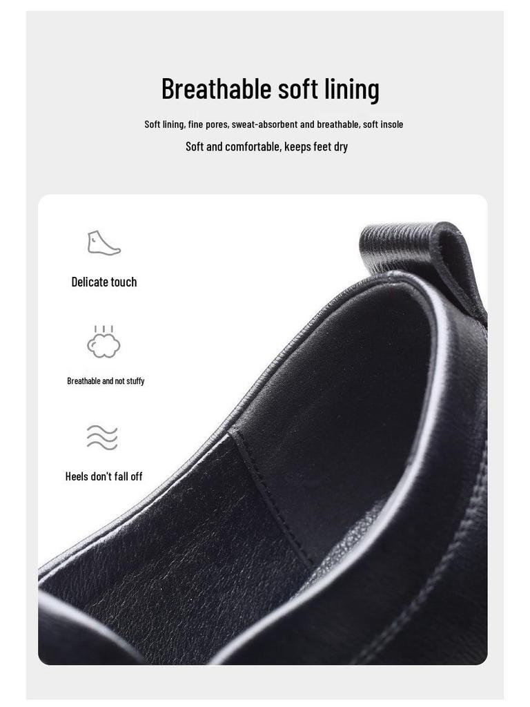 Chaussures Décontractées à Enfiler en Cuir Noir pour Homme 2025 - Semelle Souple Antidérapante, Parfaites pour Conduire et le Quotidien