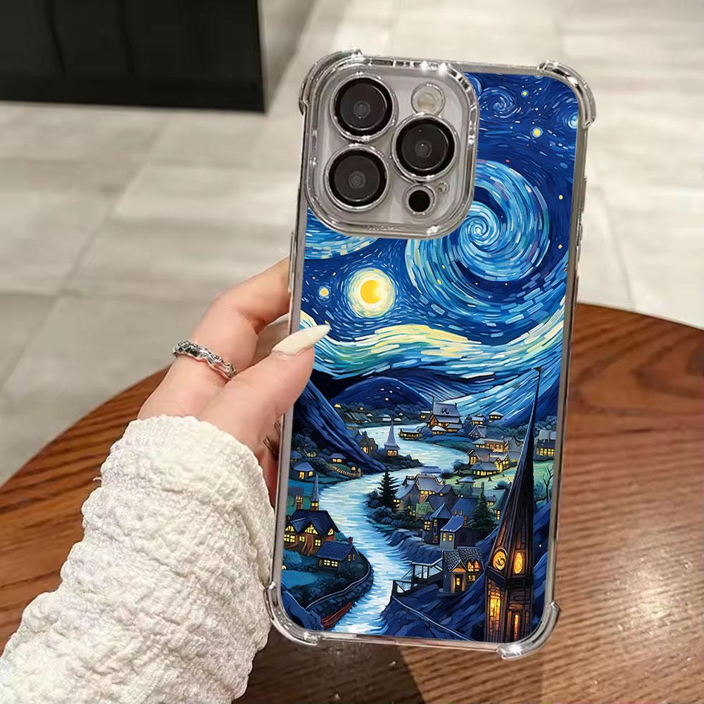 Van Gogh Starry Sky Oil Painting Soft Funda For iPhone 18 17 Pro 16 15 14 13 12 11 Pro Max Case 17 Plus 17E 16E 17Air Phone Cover