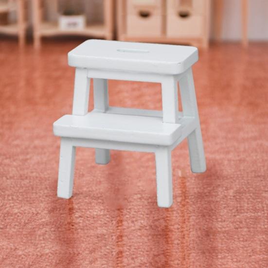 1:12 Dollhouse Mini Stool Exquisite Details Realistic Appearance Double-deck Step Stool Doll House Accessory