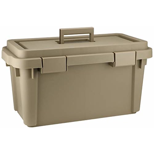 JEJ Astage S-Series Toolbox ST560S, Made in Japan, for Outdoor Storage and Camping, Sand Beige, 56cm Wide x 29cm Deep x 29cm High