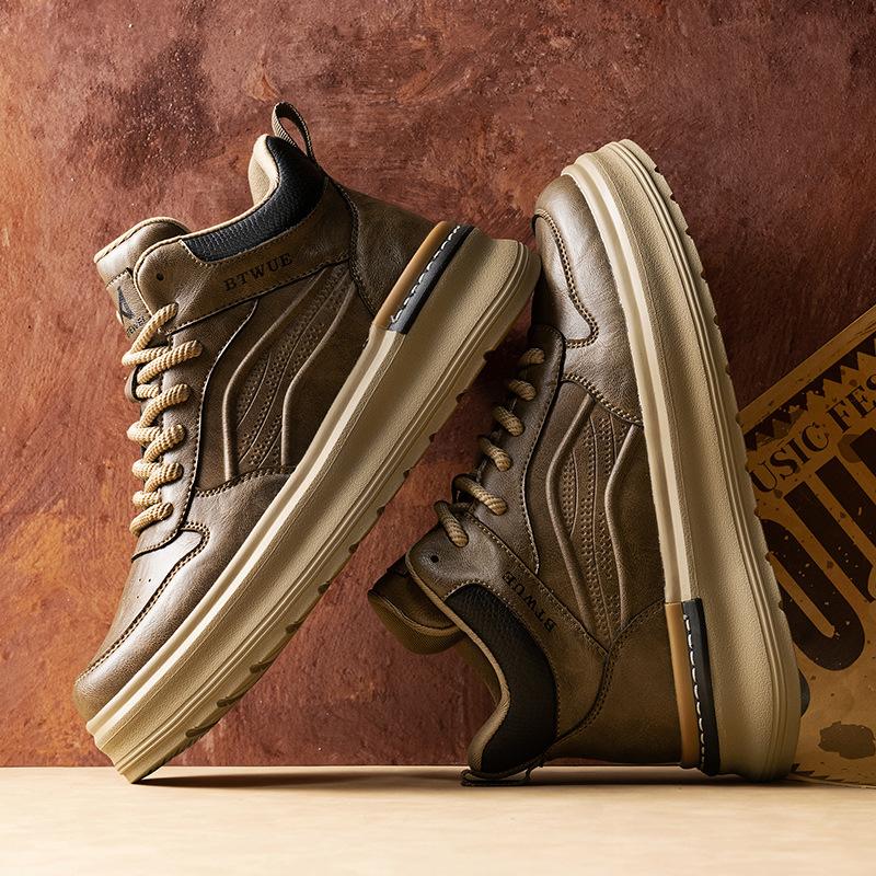 Winter new Martin boots British style mid-top leather shoes retro high-top platform boots
