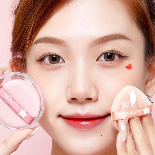 Puremantis - Набор из 2 шт.: Пуховка Set of 2 Pcs - With Case - Pink & Nude