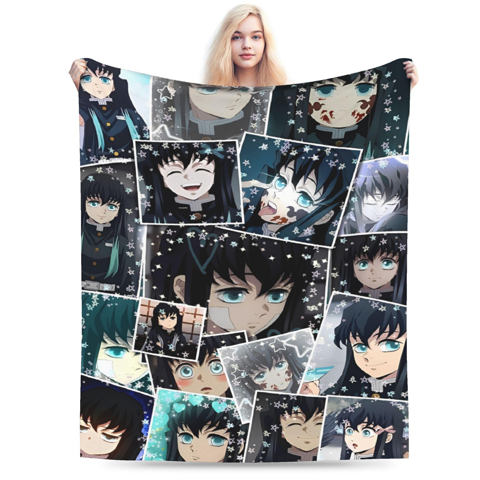 Tokitou Muichiro Blanket  Warm Soft Graphic Plush Throw Blanket For Outdoor Decorative Flannel Bedspread Bed Cover 75x90cm
