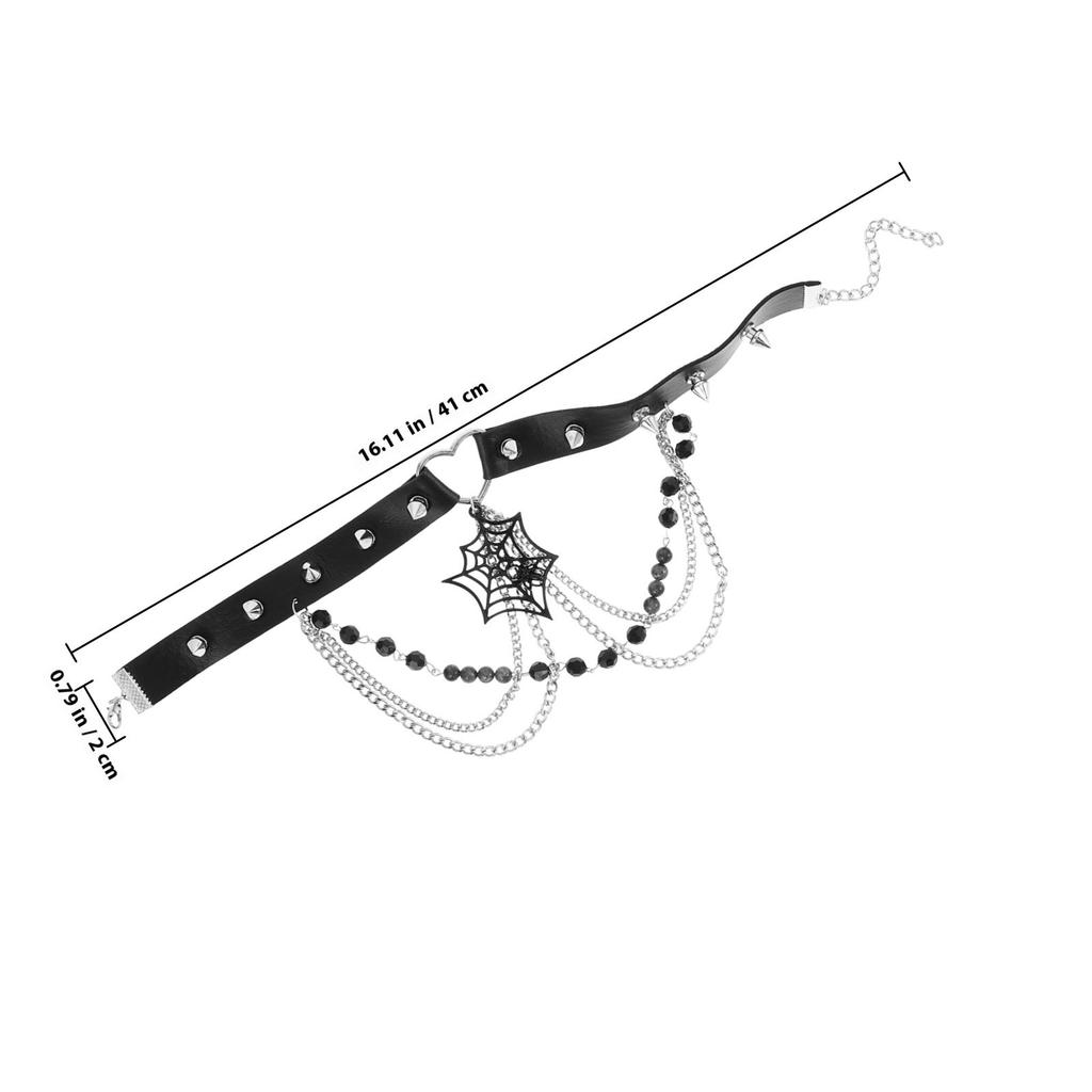 Gotische Spinnenkette Nieten-Choker Halloween Kostüm Anhänger Spinnennetz-Halskette Punk-Schmuck für Frauen Choker Goth
