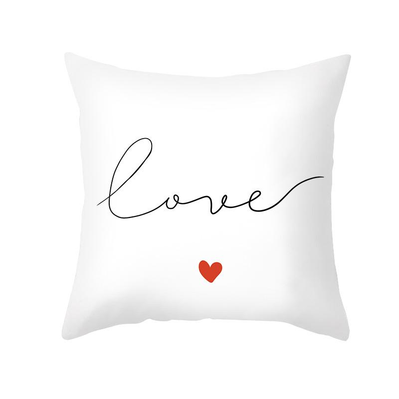 Modern Simple Valentine's Day Short Plush Pillowcase Love Printed Sofa Cushion Home Pillowcase