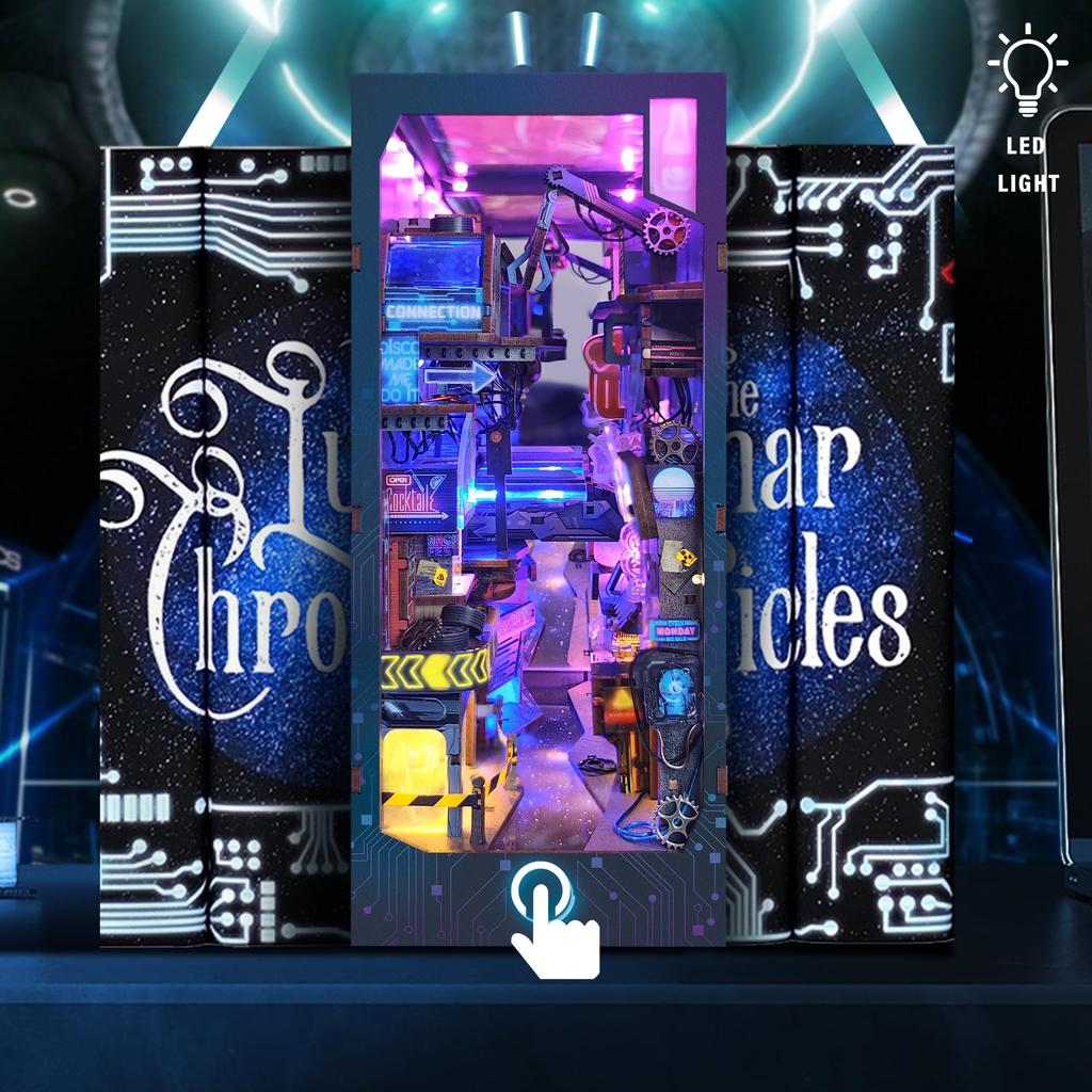 QmXCyzl DIY Dollhouse Toy Store Miniature Furniture Room Decor Craft Kit Includes Dust Cover and Touch LED Adult Birthday Gift for Beginners Switch,