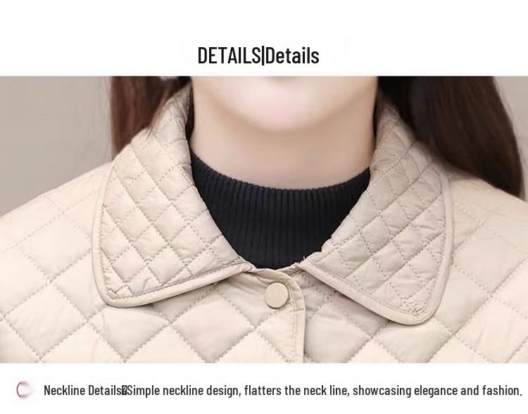 2025 Women's Elegant Quilted Diamond Jacket - Autumn/Winter Lightweight Casual Style