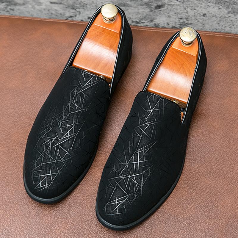 Men's Printing Pattern Patent Leather Slip On Driving Shoes Male Formal Wedding Prom Dress Homecoming Sapatos Tenis Masculino