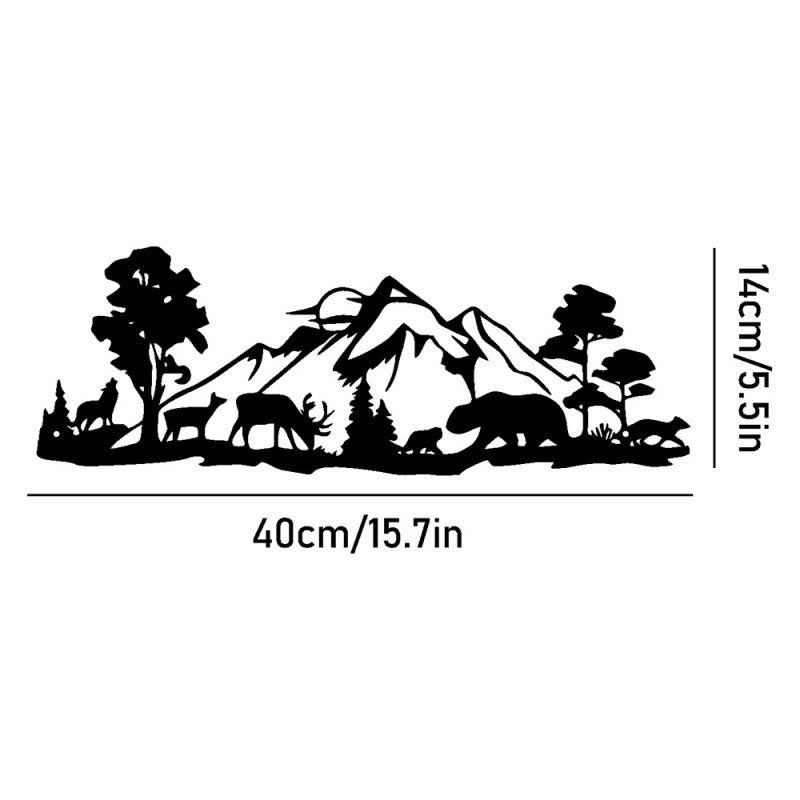 Mountain View Laser-Cut Black Iron Silhouette Wall Decoration