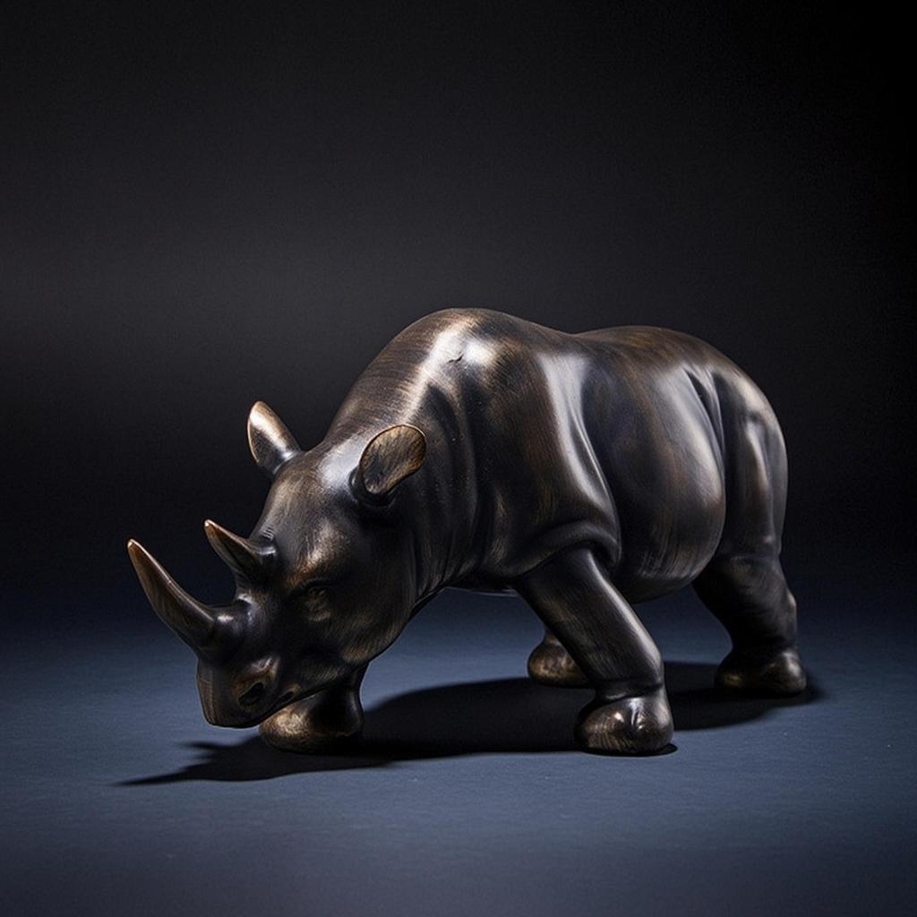 Rhinoceros Figurine Resin Rhino Modern for Office Desk, Display Cabinet