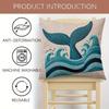 Double Sided Whale Tail And Ocean Waves Design Soft Throw Pillow Cover For Bed Sofa And Lounge Chair Home Decoration