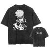 Japan Anime Jujutsu Kaisen Gojo Satoru Print Washed Tshirt Men High Quality Cotton T-shirts Manga Casual T Shirt Harajuku Tops