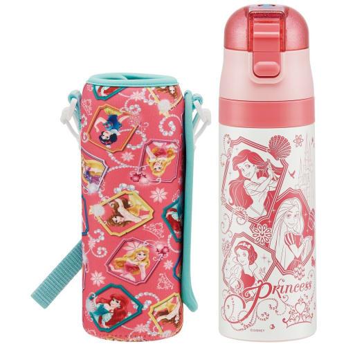 Skater Children's Stainless Steel Water Bottle, Direct Drinking, 470ml, Princess, Child-friendly, Lightweight Type, Girls, Special Cover Included, Col