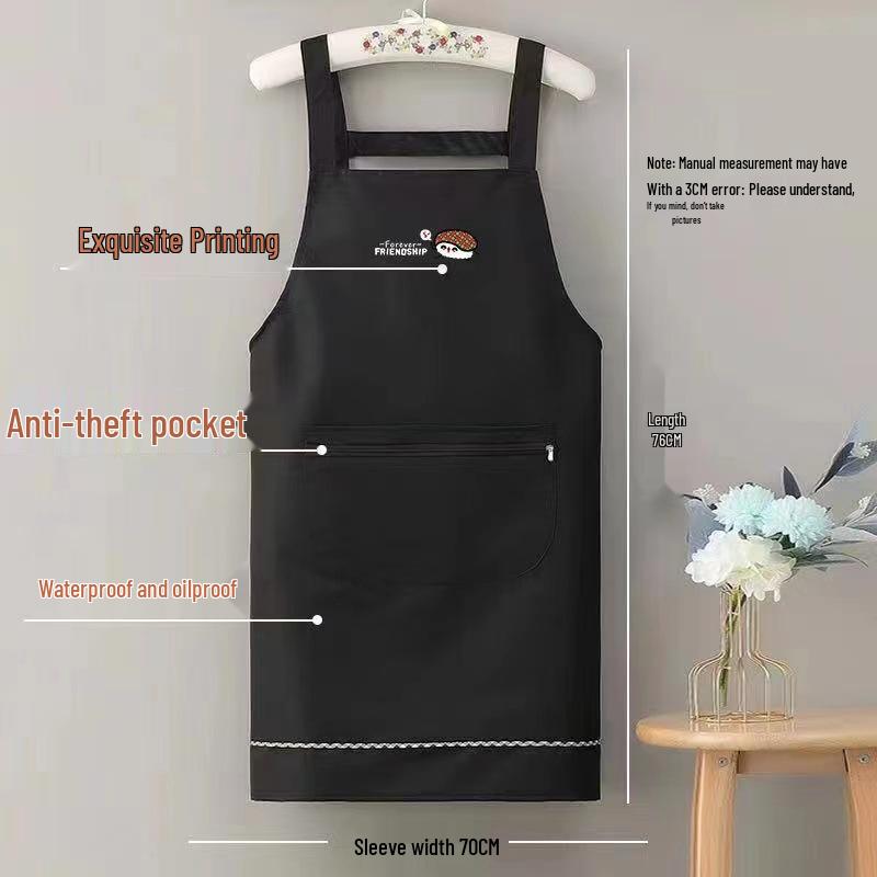 Oilproof Unisex Style Waterproof Korean Sleeveless Apron With Zipper Pocket