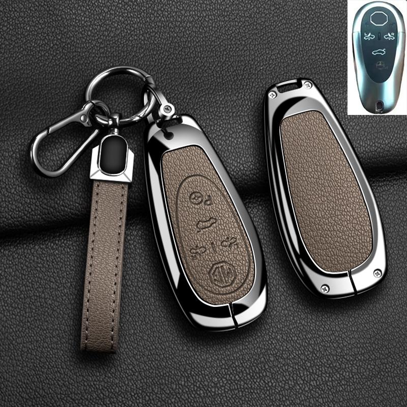 Car Remote Key Case Cover for Morris Garages MG Cyberster Zinc Alloy Leather Fob Protection Shell Auto Keychain Accessories