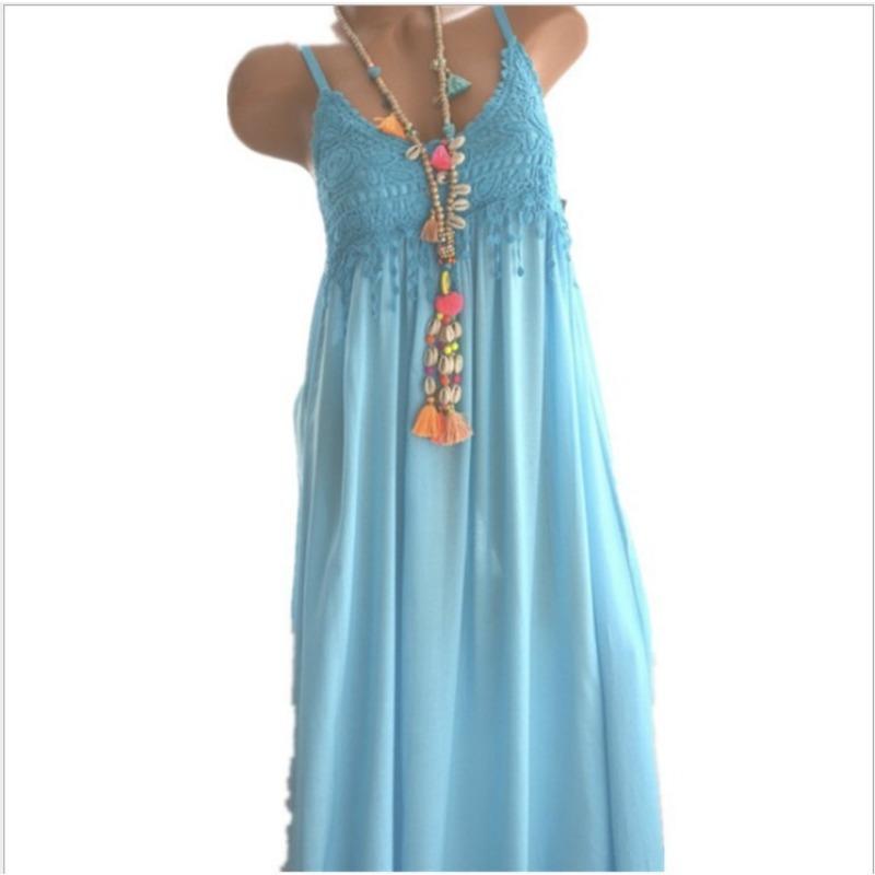 Women's Fashion Summer Spring Solid Color Print Sleeveless Suspenders High Waist Casual Dresses