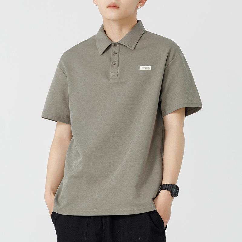 230G Heavyweight Polo Shirt Short-sleeved Men's Summer New Lapel T-shirt Teen Loose Top